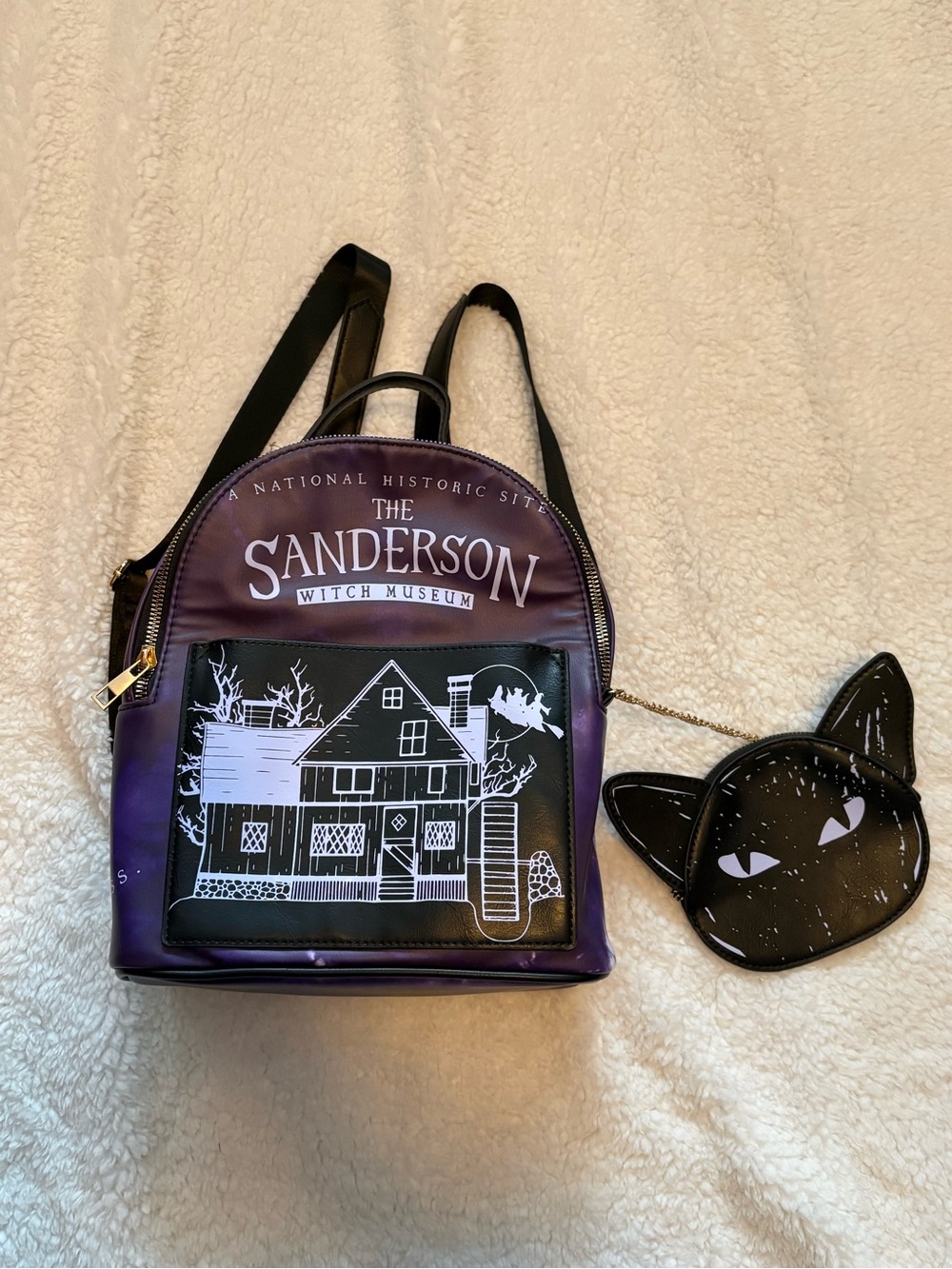 NWOT Disney Hocus Pocus Sanderson Witch Museum Mini Backpack Binx Coin Purse